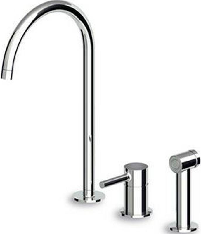 Смеситель для кух.мойки, на 3 отв., с вытяжной лейкой, (цв.хром), Pan ZZ