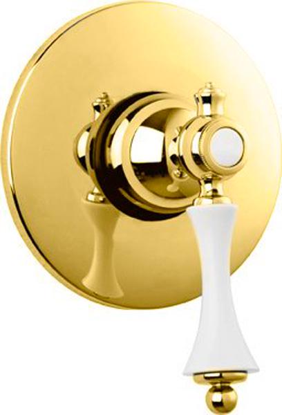 Смеситель для душа, встраиваемый в стену, (цв.золото, ручка цв.белый), Margot ZZ