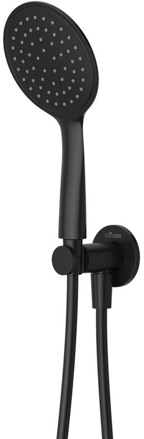 Душевой гарнитур, кронштейн совмещ.со шланговым соед., лейка д/д ручн., шланг 175см, (цв.черный матовый), Cezares ZZ
