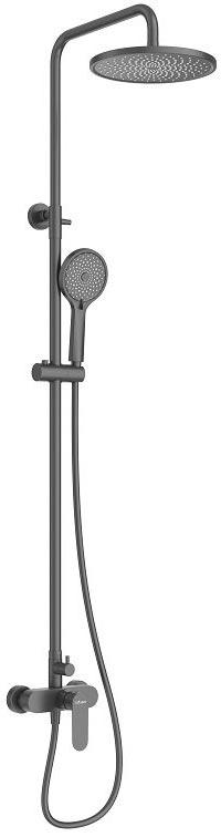 Смеситель для душа, со стационарным верхним душем d22см., шланг, лейка, кронштейн в компл., (цв.черный матовый), Stylus ZZ