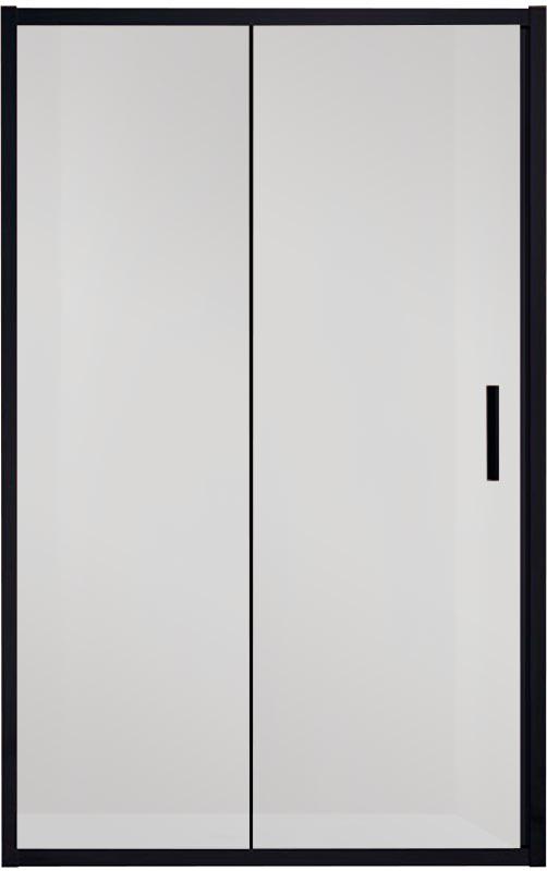 Дверь для душа, в нишу 1100хh1900мм, раздвижная, 1 дверь, 1 неподв.секция, правая/левая, (стекло прозрачное 6мм, фурн.цв.черный мат.), Garda ZZ