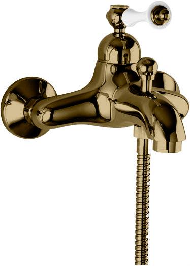 Смеситель для ванны, (цв.бронза, ручка цв.белый), Margot ZZ