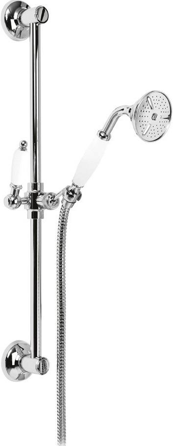 Душевой гарнитур (штанга 60,5см, лейка, шланг), (цв.хром, ручка цв.белый), Lord ZZ