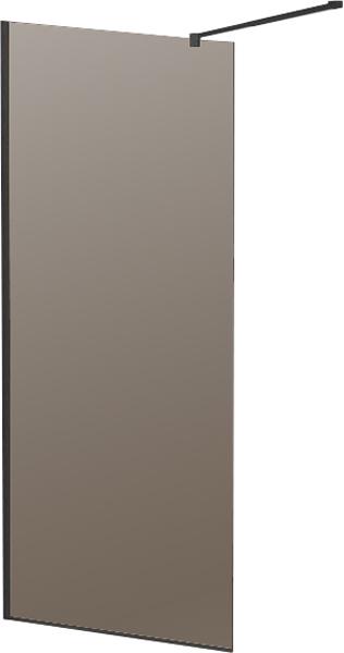 Душевая перегородка 900хh1950мм, правая/левая, (стекло цв.бронза 8мм, поперечный кронштейн 700-1050мм, фурнит. цв.черный), Liberta ZZ