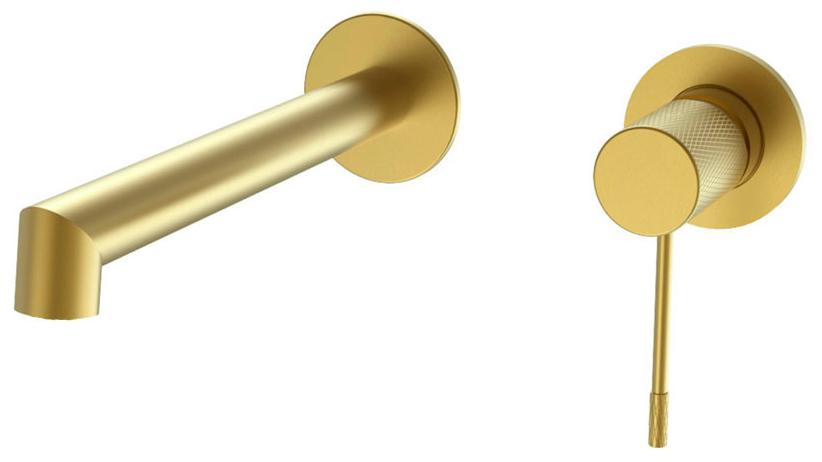 Смеситель для раковины, встраиваемый в стену, внутрен. часть в компл., (цв.брашированное золото), Desire ZZ