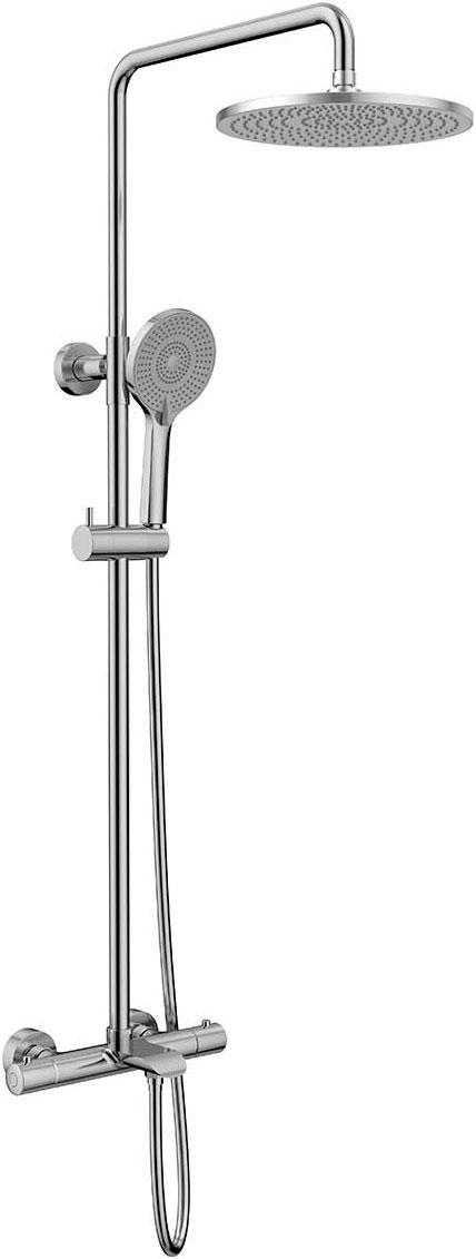 Смеситель-термостат для ванны(душа), со стационарным верхн.душем 25см., душевая лейка, шланг в компл., (цв.хром), Esse ZZ