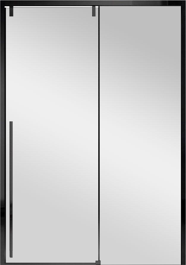 Дверь для душа, в нишу 1200хh1950мм, раздвижн., 1 дверь, 1 неподв.секц, правая/левая, (стек.прозрачн. 8мм Easy Clean, фурн.цв.черный мат.), Lugano ZZ