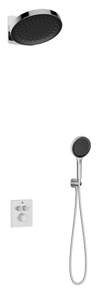 Душевой к-т: смес-термостат встр.в стену, верхний душ 300мм, ручн.душ, шланг, кронштейн совмещ. со шланг.подсоед., (цв.хром), Inspire ZZ
