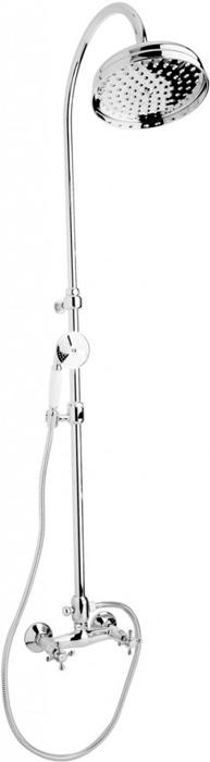 Смеситель для душа, со стационарным верхним душем d20см., ручной душ, шланг в компл., (цв. хром, ручка лейки цв.белый), Golf ZZ