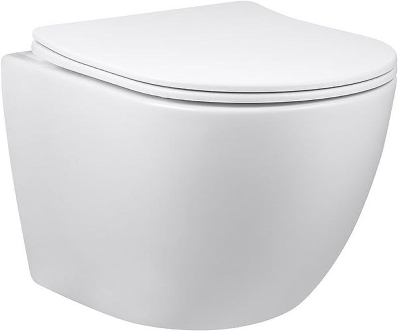 Унитаз подвесной безободковый, 550х365х395мм, сиденье ультратонкое soft close, цвет белый, Globo ZZ