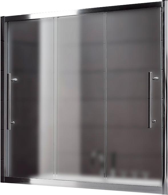 Штора на ванну сдвижн.(вправо/влево) 3-х секц., 200(198-202)хh145см,(вход 119см), устан. в нишу, (проф.цв.хром, стекло 6/8мм текстурное Punto),Trio ZZ