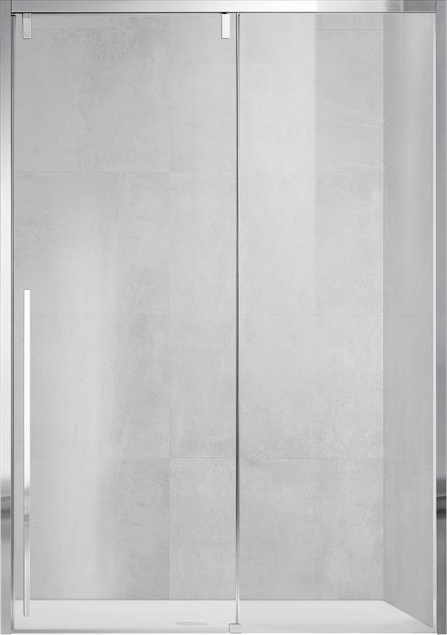 Дверь для душа, в нишу 1500хh1950мм, раздвижн., 1 дверь, 1 неподв.секц, правая/левая, (стек.прозрачн. 8мм Easy Clean, фурн.цв.хром), Lugano ZZ
