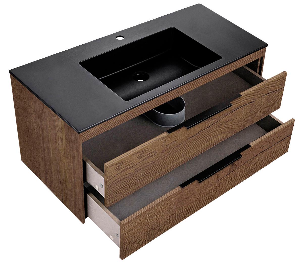 База под раковину подвесная, 1 выкатной ящик, 990х476х475мм, без раковины, (цв.T.Oak), Chiara ZZ