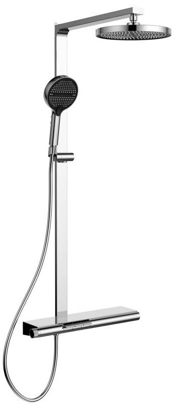 Смеситель для ванны (душа), со стационарным верхн.душем 26см., душевая лейка, шланг в компл., (цв.хром), Aspire ZZ
