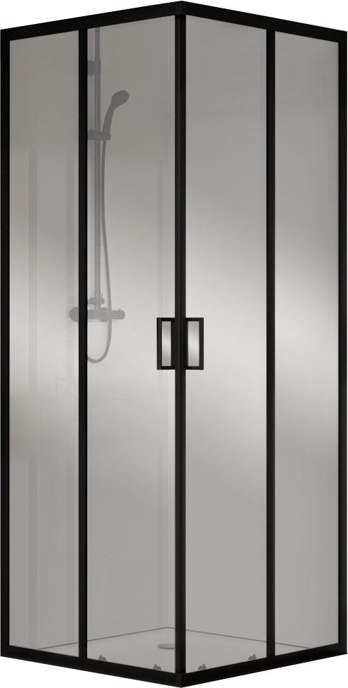 Душевой уголок 1000х900хh1950мм, прямоуг., правый/левый, (стекло прозрачное 5мм, фурн.цв.черный матовый), City