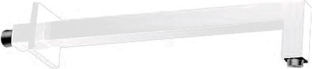 Кронштейн для верхнего душа, стеновой, 400мм, квадратный, с подводом воды 1/2, (цв.белый матовый), Cezares ZZ