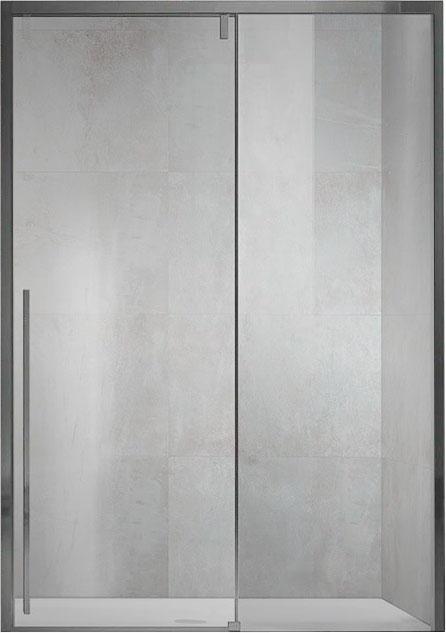 Дверь для душа, в нишу 1200хh1950мм, раздвижн., 1 дверь, 1 неподв.секц, правая/левая, (стек.прозр. 8мм Easy Clean, фурн.цв.вороненая сталь), Lugano ZZ