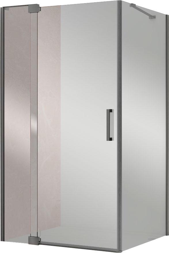 Душ уголок 1100/1200х900хh2000мм, прямоуг.,правый/левый, расп.дверь с неподв.сегмен. и бок.стенкой, (стекло прозр.8мм, фурн.цв.ворон.сталь), Extra ZZ