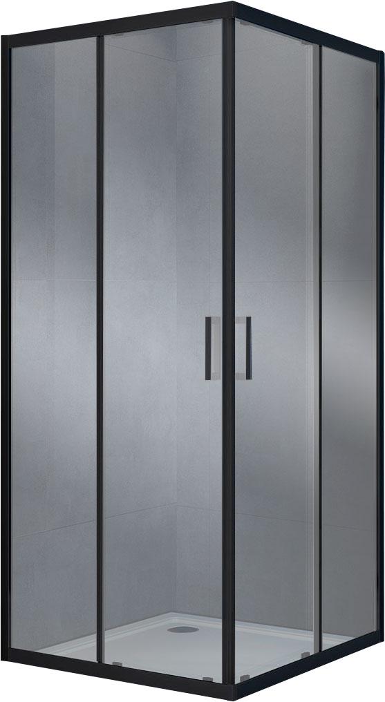 Душевой уголок 1000x1000хh1900мм, квадратн., раздвижные двери, (стекло прозрачное 6мм, фурн.цв.черный матовый), Alpha ZZ