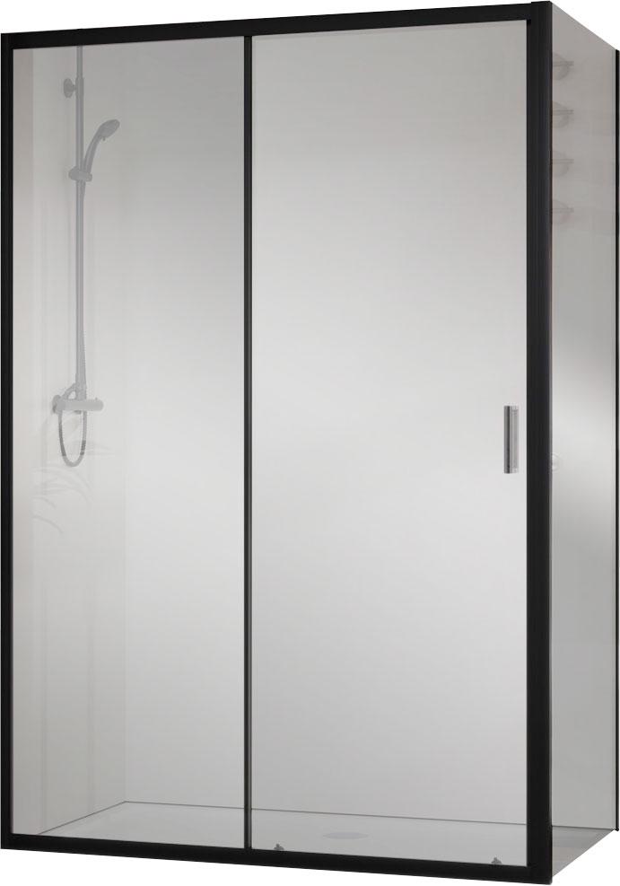Душевой уголок 1100х900хh1950мм, прямоуг., правый/левый, (стекло прозрачное 5мм, фурн.цв.черный матовый), City ZZ
