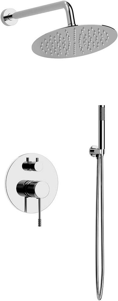 Душевой к-т: смеситель встр.в стену, верхний душ 255х255мм, ручн.душ, шланг, кронштейн совмещ. со шланг.подсоед., (цв.хром), Desire ZZ