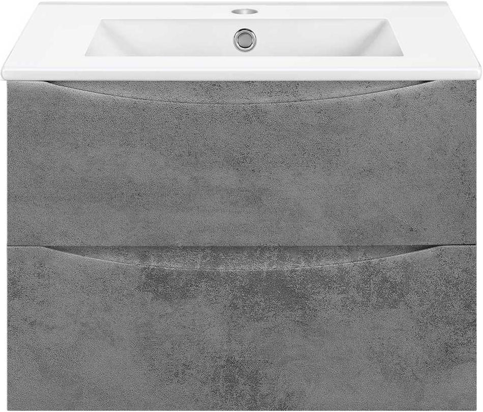 База под раковину подвесная, 2 выкатных ящика,704x394x500мм, без раковины, (цв.Beton), Mia Slim ZZ