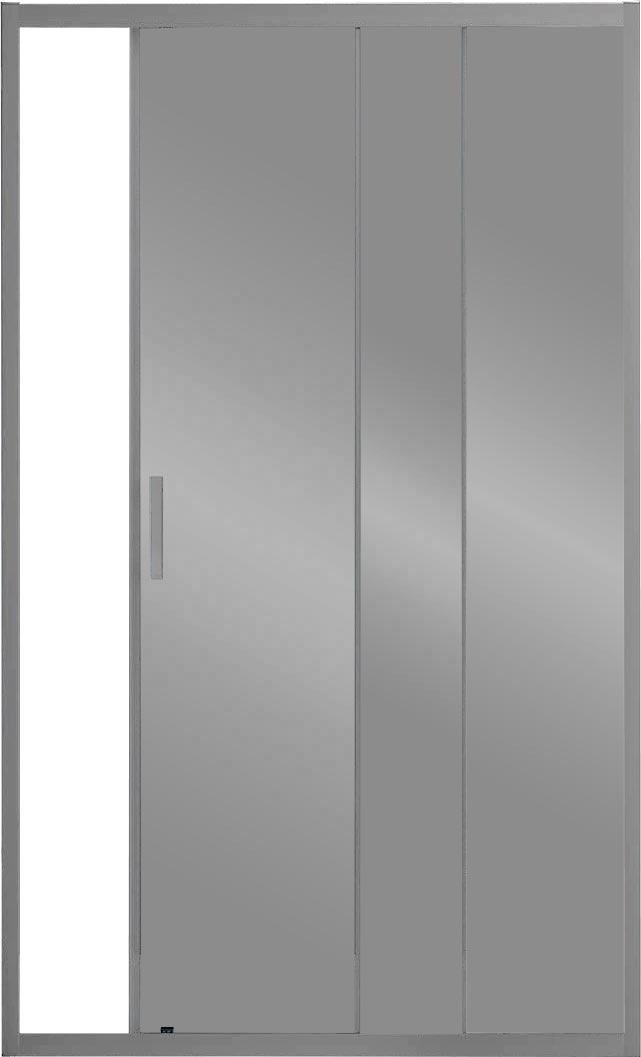 Дверь для душа, в нишу 1200хh1900мм, раздвижная, 1 дверь, 1 неподв.секция, правая/левая, (стекло прозрачное 6мм, фурн.цв.браширован. золото), Alpha ZZ