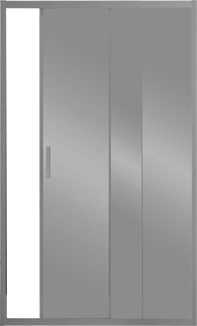 Дверь для душа, в нишу 1200хh1900мм, раздвижная, 1 дверь, 1 неподв.секция, правая/левая, (стекло прозрачное 6мм, фурн.цв.вороненая сталь), Alpha ZZ