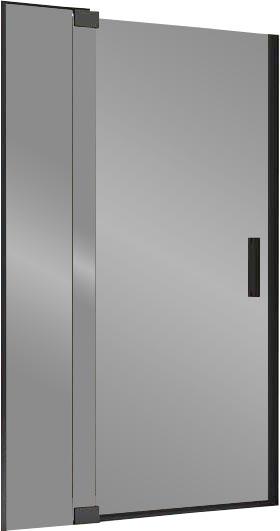 Дверь для душа в нишу, 900/1000хh2000мм, распашная с неподв.сегментом, правая/левая, (стекло 8мм, прозрачная, фурн.цв.черный матовый), Extra ZZ