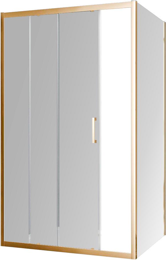 Душевой уголок 1200х800хh1900мм, прямоуг., правый/левый, (стекло прозрачное 6мм, фурн.цв.,брашированное золото), Alpha ZZ