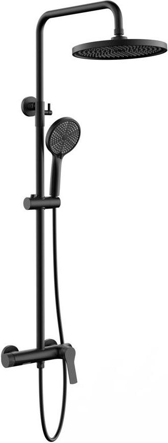 Смеситель для душа, со стационарным верхн.душем 25,5см., душевая лейка, шланг в компл., (цв.черный матовый), Arco ZZ