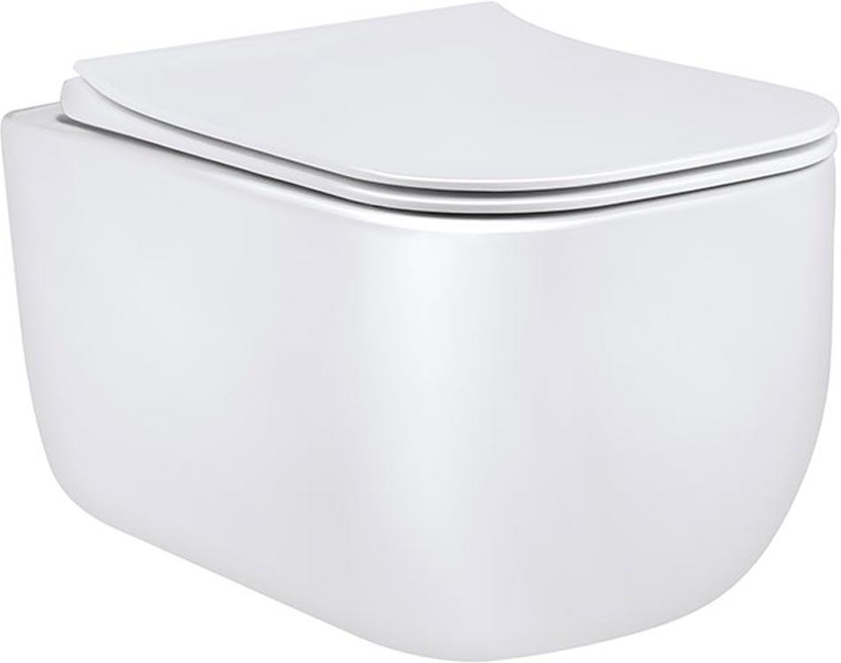 Унитаз подвесной, безободковый, 520x360x350мм, сиденье ультратонкое с микролифтом, крепеж в компл., (цв.белый), Form ZZ