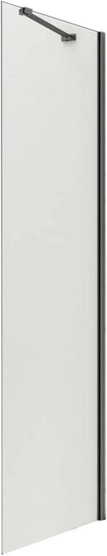 Боковая панель 900xh2000мм, правая/левая, кронштейн в компл., (стекло прозрачное 8мм, фурн.цв.черный матовый), Extra ZZ