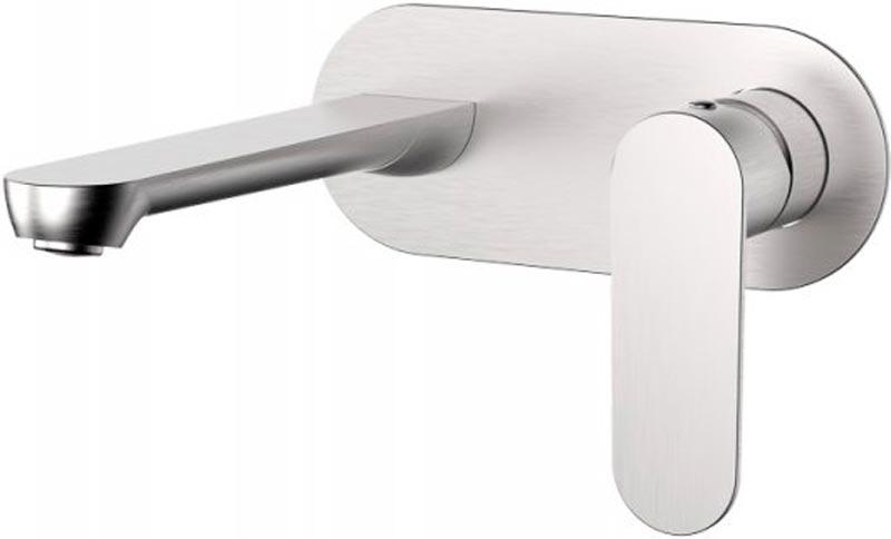 Смеситель для раковины, встраиваемый в стену, излив 188мм, (цв.сатин), Stylus ZZ