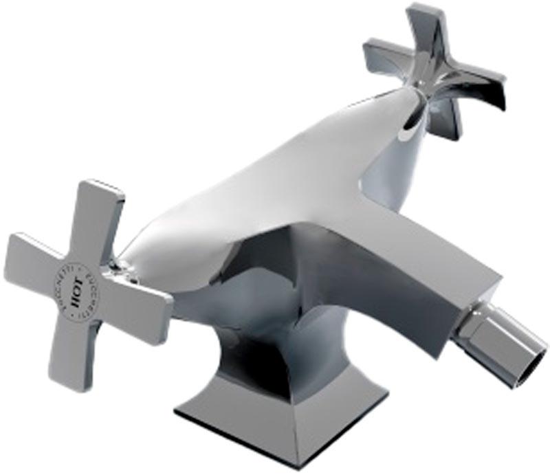 Смеситель для биде на 1 отв., ручки "Крест", с д/к, (цв.хром), Bellagio ZZ