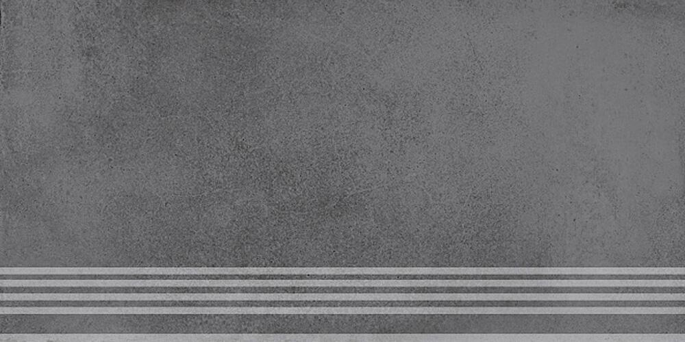 Ступень Мирабо серый темный обрезной | 30x60