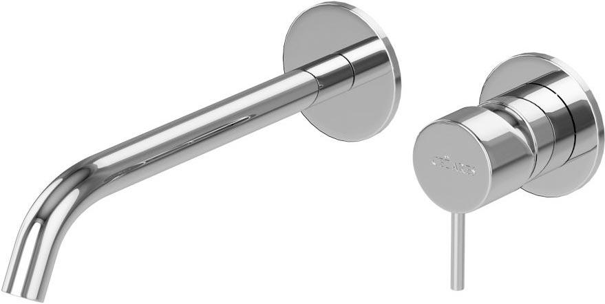 Смеситель для раковины, встраиваемый в стену, излив 230мм, (цв.хром), Leaf ZZ