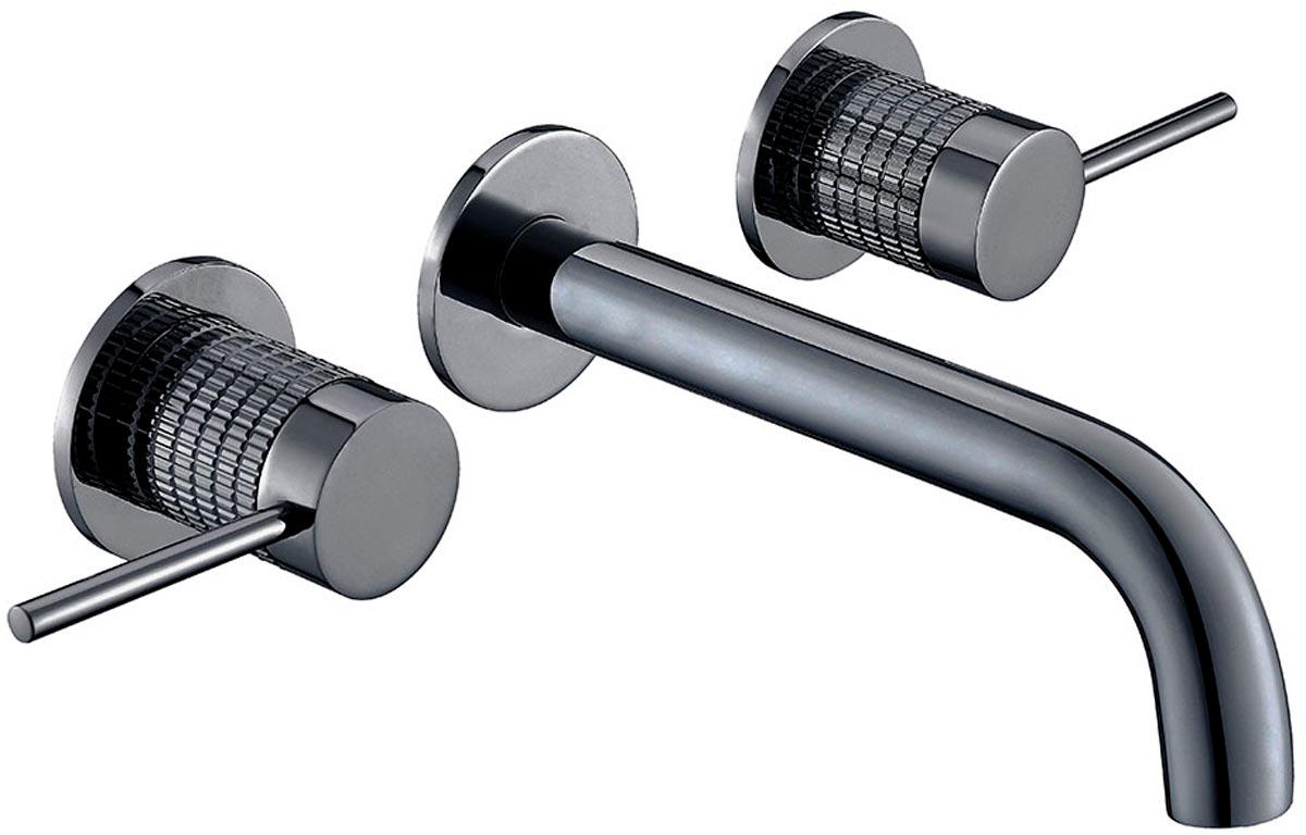 Смеситель для раковины, встраиваемый в стену, внутрен. часть в компл., (цв.вороненая сталь), Groove ZZ