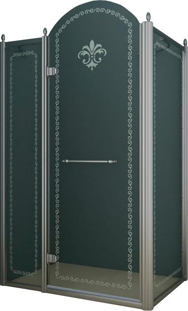 Душевой уголок 1000х1000хh2118мм, квадрат, "Левый" распаш. дверь слева, с неподв.стенкой (стекло прозрачное с мат/узором, 8мм, фурн/.хром), Retro ZZ