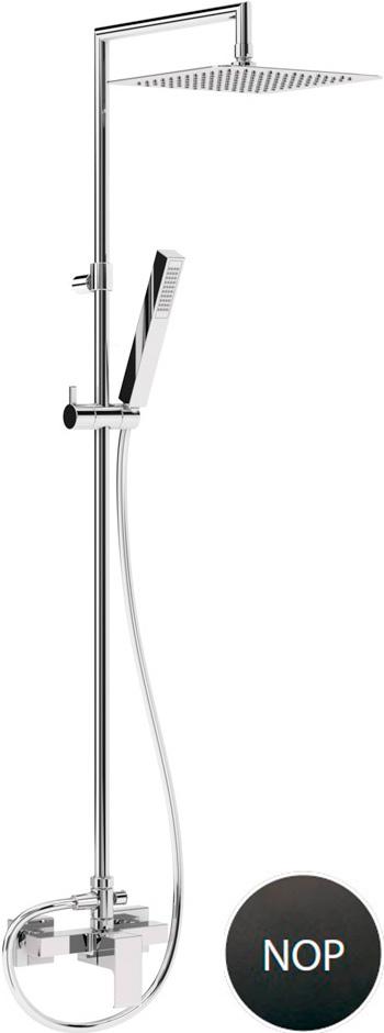 Смеситель для душа, со стационарным верхн.душем d23см., душевая лейка, шланг в компл., (цв.черный матовый), Porta ZZ