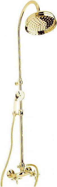 Смеситель для душа, со стационарным верхним душем d20см., шланг, лейка, кронштейн в компл., (цв. золото), Nostalgia ZZ