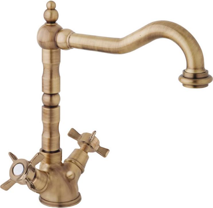 Смеситель для раковины, "Высокий", с поворотным изливом, с д/к, (цв. бронза), Lord ZZ