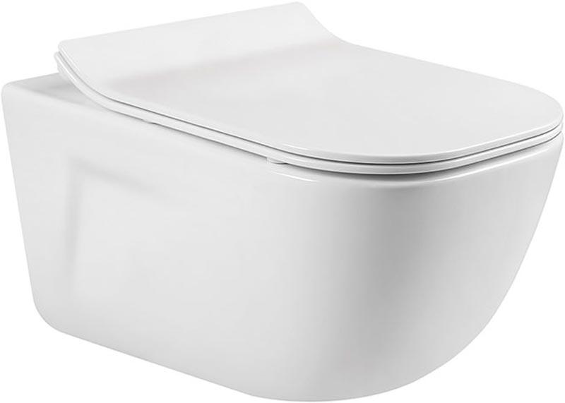 Унитаз подвесной, безободковый, 510x350x360мм, сиденье ультратонкое с микролифтом, (цв.белый), Idea ZZ