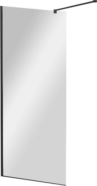 Душевая перегородка 900хh1950мм, правая/левая, (стекло цв.прозрачное 8мм, поперечный кронштейн 700-1050мм, фурнит. цв.черный матовый), Liberta ZZ