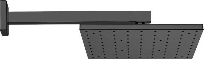 Душ верхний, стационарный, квадратный, 250х250мм, со стеновым кронштейном 300мм, G 1/2, антикальц., (цв. черный матовый), METAL Comfort ZZ