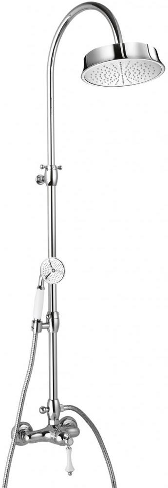 Смеситель для душа со стационарным верхним душем d20см, и ручным душем, (цв.хром, ручка цв.белый), Margot ZZ