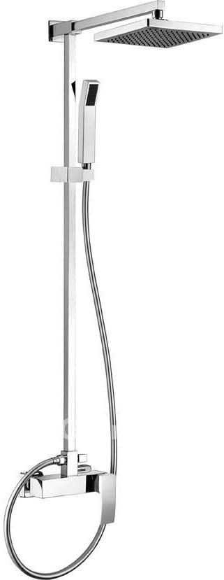 Смеситель для ванны, со стационарным верхн.душем из нержавеющей стали 20см, душевая лейка, шланг в компл., (цв. хром), Quattro ZZ