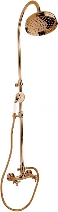 Смеситель для душа, со стационарным верхним душем d20см., ручной душ, шланг в компл., (цв. бронза), Golf ZZ