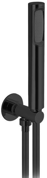 Душевой гарнитур, кругл., кронштейн совмещ.со шланговым соед., лейка д/д ручн., шланг д/д, (цв.черный матовый), Opera ZZ