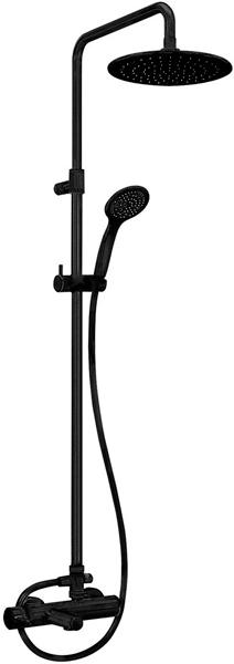 Смеситель для ванны, со стационарным верхнем душем d25см., душевая лейка, шланг в компл., (цв.черный матовый), Cezares ZZ